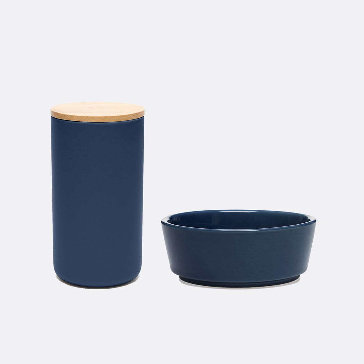 Waggo Royal Blue Simple Solid / Medium Simple Solid Dog Bowl and Treat Jar Set by Waggo Lay Lo Pets