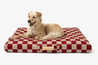 dog bed with cover, red checkered bedding, red pet bed,  checkered dog bed, 