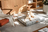 Laylo Pets LAY LO Pets - White Plaid Dog Bed or Bed Cover Lay Lo Pets Dog laying in room, plaid dog bed